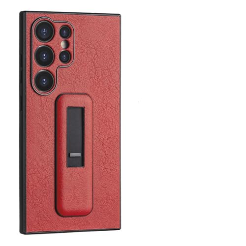 Coque Samsung S22 rouge en cuir antichoc avec support coulissant élégant