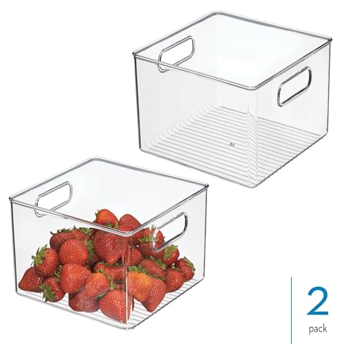 iDesign Pantry Storage Bins with Handles - Organizer Bins for Cabinets or Fridge - Set of 2 - Clear - Image 3