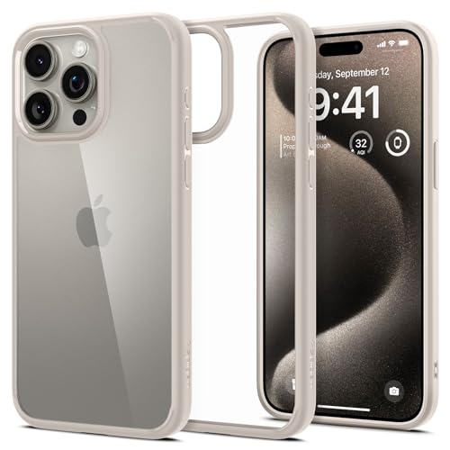 Spigen Ultra Hybrid Back Cover Case Compatible with iPhone 15 Pro (TPU + Poly Carbonate | Natural Titanium)