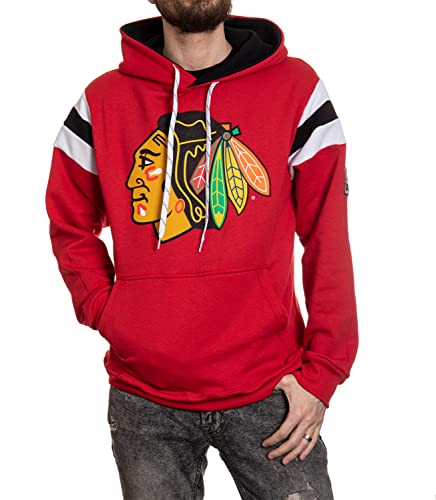 Calhoun NHL Surf & Skate Mens Varsity Retro Style Pullover Hoodie – The Coastal Collection (Large, Chicago Blackhawks-Red)