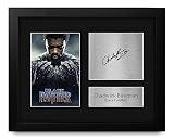 HWC Trading Chadwick Boseman Black Panther Framed Gifts Printed Signed Autograph Picture for Movie Memorabilia Fans - US Letter Size