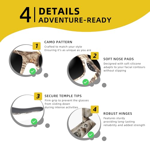 Image of Camo Polarized Wrap-around Sport Sunglasses for Men Women UV400 Driving Fishing Hunting Sun Glasses