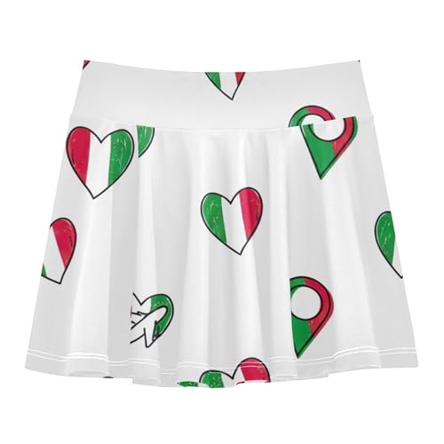 Joisal Funny Athletic Shorts for Girls Skorts Tennis Skirts for Kids Pleated Heart Italian Flag 4t
