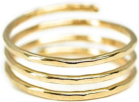 14k gold filled Adjustable wire wrap ring, thumb ring, pregnancy ring, Handmade in USA by Mu-Yin Jewelry (MEDIUM size 8)