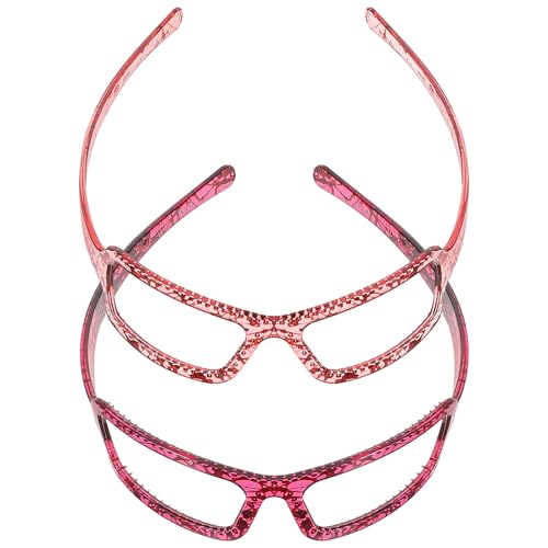 GANAZONO Lot de 2 Bandeaux pour Cheveux Femmes en Tissu Oxford Design Original Lunettes Couleurs Rouge Clair et Rouge Foncé pour Maquillage Lavage du Visage et Accessoires Coiffure