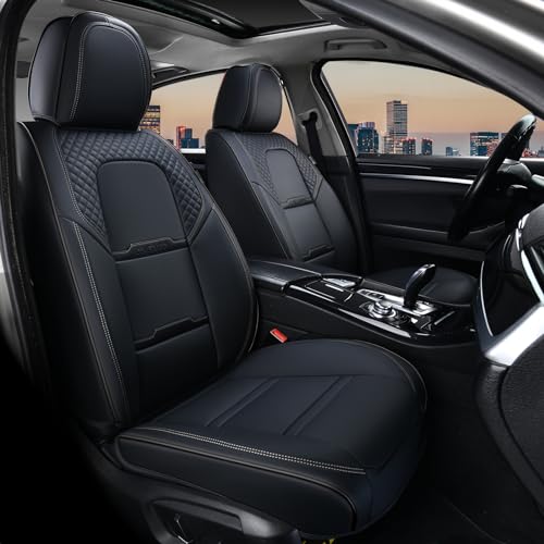 Image of Coverado Car Seat Covers Front Seats, 2 Piece Car Seat Protector with Removable Headrest, Nappa Leather Breathable Front Seat Cushion Side All Wrapped Universal Fit Truck Automotive Most Cars Black