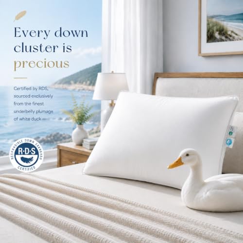 Luxury Duck Down Pillow, Hotel Quality Bed Pillows for Sleeping, 20"x36" - image 7