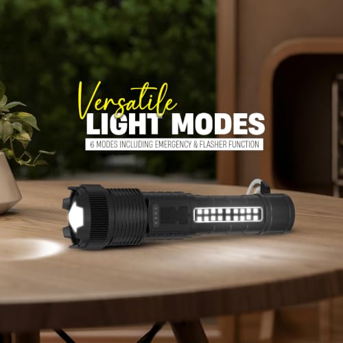 Image of Goldmedal Torcia 40 5W LED Rechargeable Torch Light | Long Range Beam | 6 Modes | Upto 6 Hours Battery Backup |Type C Charging |Zoomable Flashlight for Camping,Hiking &Emergency Use