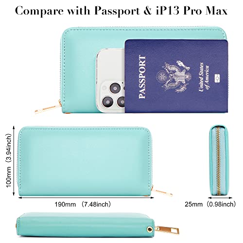 Image of VOCUS Womens Wristlet Wallet Zip Around Clutch Wallet Large RFID Blocking PU Leather Bifold with Phone Holder for Travel
