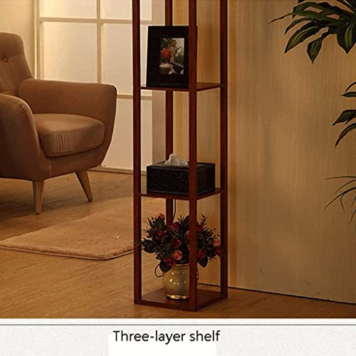 Lámpara de madera vertical con estante simple para dormitorio y oficina 4
