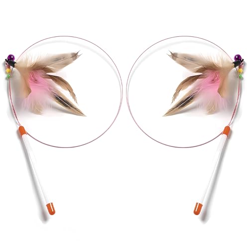 Cat Toys Interactive for Indoor Cats,2 PCS Cat Feather Toys and W...