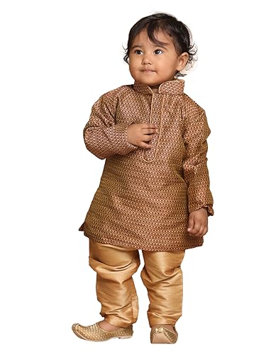 Image of VASTRAMAY Baby Boys Silk Blend Printed Infant Azure and Kurta Pyjama Set