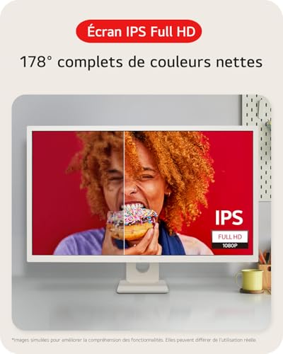 LG MyView Smart Monitor 32SR50F-W Tout-en-Un 32" - Dalle IPS résolution FHD (1920x1080), 8ms GtG 60Hz, HDR 10, sRGB99% (CIE1931), inclinable