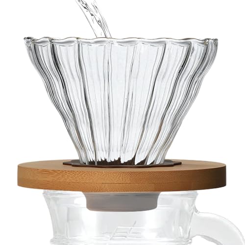 Arrovarp Glass Pour Over Coffee Dripper | Clear Glass Pour Over Coffee Cone with Stand,Reusable Filter Cone, Single Cup Pour Over, Hand Brewed Coffee Filter Cup for Home Workplace