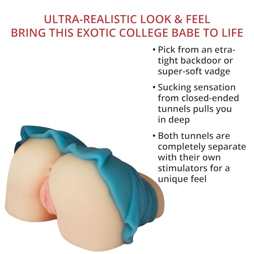 Image of Adam & Eve College Coed Backdoor Booty, Ultra Realistic Male Masturbator with Soft SkinPerfect Material, Dual Entry Vaginal and Anal Tunnels, Tight Suction for Lifelike Sensation, 5 lbs, TPE