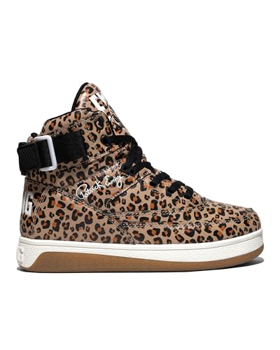 PATRICK EWING ATHLETICS Women's 33 HI ORION Leopard Sneakers – Retro Hybrid Design, Vegan Upper; Size 11W