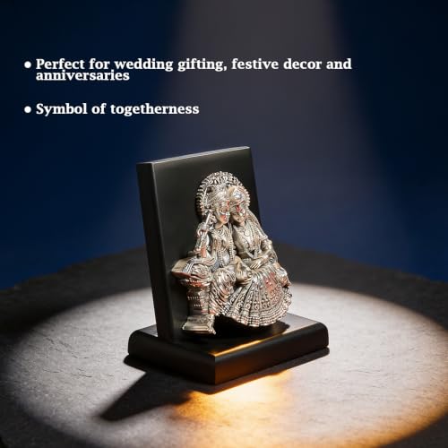 Image of Pure 999 Silver-Plated Radha Krishna Idol | Auspicious Spiritual Gift for Wedding, Anniversary, Housewarming, Puja & Home Temple Decor | Grih Pravesh and Pooja Ghar Gift
