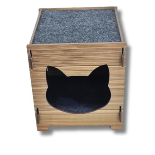Nicho Casinha Para Gato Mdf Com Carpete Arranhador - Playgroud (Tabaco)