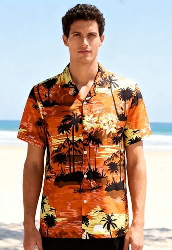 Image of Cromoncent Matching Hawaiian Outfits for Family, Dad and Son Matching Luau Beach Tropical Shirts Mommy Daughter Tropical Sets