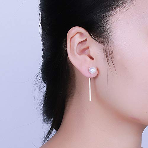 LLXYWJ Perle, Perle mit 925 Sterling Ohrringe, Hochzeitstag Schmuck Frauen weiße Ohrringe Mädchen Geschenk