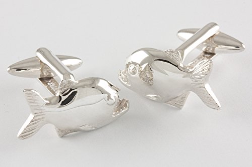 Piranha Fish Manchetknopen, Sterling Zilver, Handgemaakt - Image 4