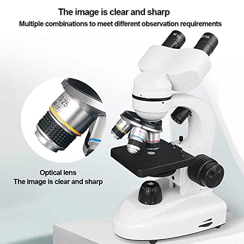 Microscópio Biológico Binocular - Iluminação LED Dupla, Microscópio Óptico Binocular HD com 10 Espéc