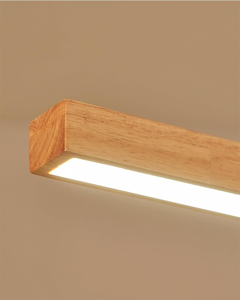 Lámpara Colgante LED de Madera, Lámpara de Techo Lineal Moderna Regulable Iluminación colgante con Control Remoto, Luz Ajustable 3000K-6000K, Altura Regulable, para Comedor, Cocina(Holz,150cm)