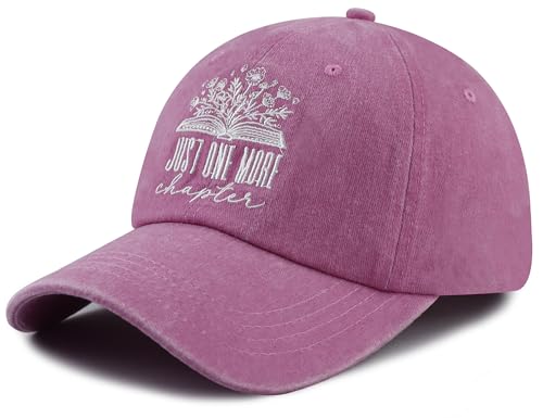 Image of Just One More Chapter Hat for Men Women, Cute Adjustable Cotton Embroidered Book Lovers Baseball Cap