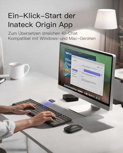 Inateck Faltbare Tastatur Kabellos,Klappbare Tastatur mit Ziffernblock mit 3 Kanälen,AI-Key,mit Ständer und Tasche,für iPad iPhone Mac Android Windows,Nomad N0135 4