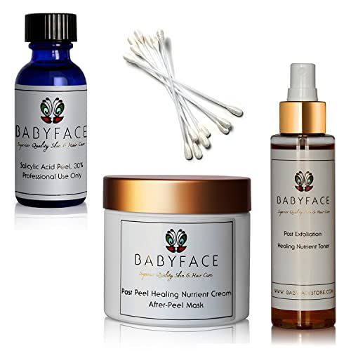 Babyface Deluxe 30% Salicylic Acid Chemical Peel Kit, 44-Piece Complete Set for At Home Use, 20 Peels