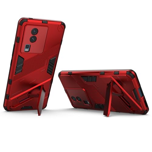 Image of Back Case Cover Compatible for Iqoo Neo 7 Pro 5G, Iqoo Neo 7 5G | 360 Degree Protection | Camera Protection | Kickstand Case | Shockprof Case | (red)