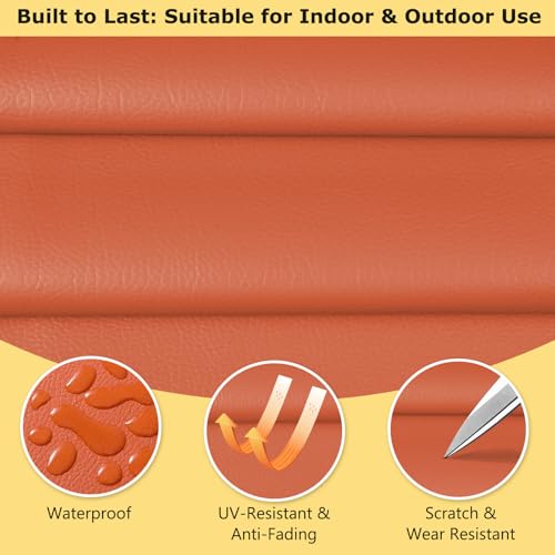 Premium Orange Faux Leather Upholstery Fabric - 54" Wide, 0.7MM Thick Durable PU Vinyl Material for Marine, Furniture, and DIY Crafts 4 Premium Orange Faux Leather Upholstery Fabric - 54" Wide, 0.7MM Thick Durable PU Vinyl Material for Marine, Furniture, and DIY Crafts - Image 3