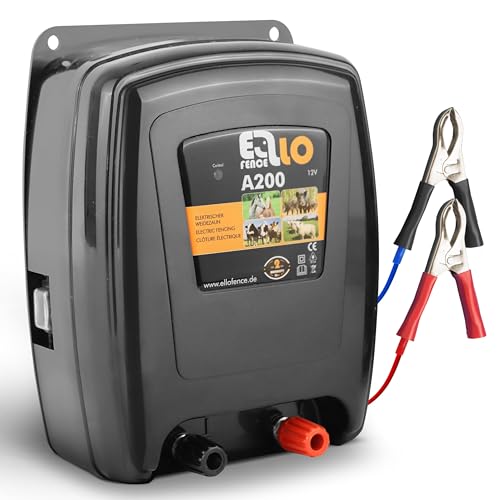 Ellofence Weidezaungerät A200 - Extra starkes 12V Akkugerät - Elektrozaungerät für bis zu 5 km Zaunâ€¦ – Miniatur