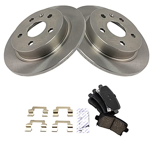 Image of TRQ Rear Brake Pad and Rotor Set Ceramic Solid Rotors