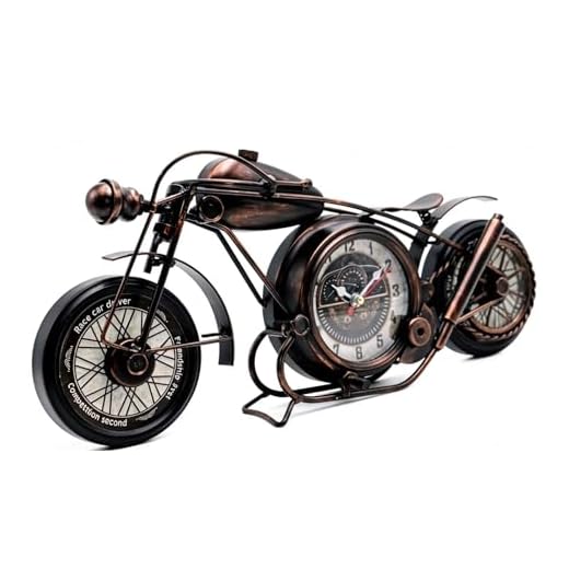 YOUKI Metal Motorcycle Art Wall Decor Desk Shelf Clocks Non Ticking Battery Operated Home Decorative Gift Idea,Wall Decorations for Bedroom Office 16.6 x 1.5X 7.9 Inches,Bronze