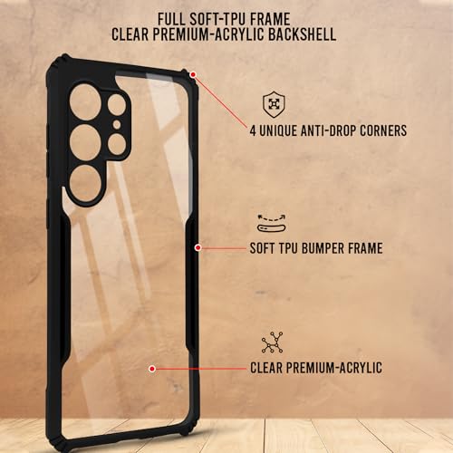Image of Jkobi Back Cover Case for Samsung Galaxy S25 Ultra (Shockproof with Polycarbonate Clear Panel | Professional Black)