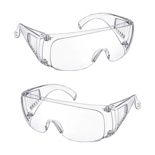 2 Pcs Protective Glasses, Safety Glasses, Transparent Safety Goggles for Work, Industrial, Outdoor, and DIY Projects – Impact-Resistant, Clear, Comfortable Fit