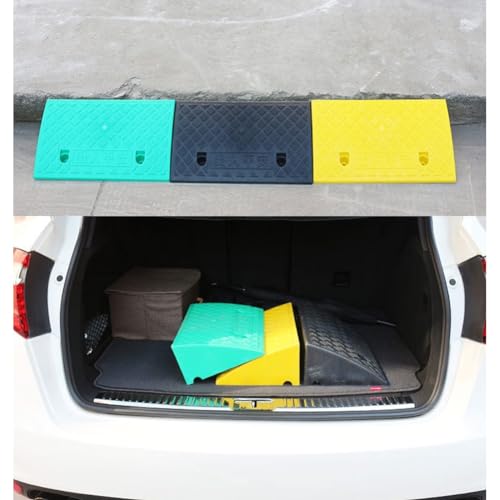Rampa portátil ligera de plástico para bordillos, rampa para sillas de ruedas con estructura estable de rejilla, rampa umbral para entrada de garaje, acera, scooter, bicicleta y motocicleta (Color: Amarillo, Altura: 11 cm) miniatura 3