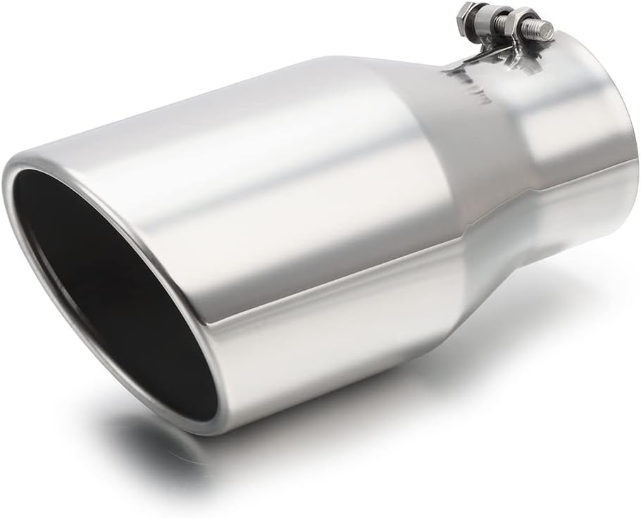 LCGP 3" Inlet Exhaust Tip Polished Exhaust Tailpipe Tip 3" Inlet 4.5" Outlet 9" Long Bolt On Stainless Steel Protect Tailpipe