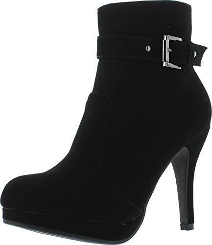 TOP Moda George-15 Women's Strap Buckle Stiletto Heel Ankle Booties Black 8