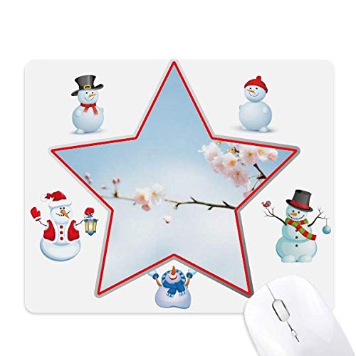 Tapis de souris de Noël fleurs de prunier bleu ciel idée cadeau originale
