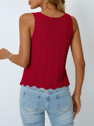 Image of LILLUSORY Crochet Tops for Women Summer Vacation Outfits Beach Coverup Going Out Tie Front Spring Sweater Vest 2026 Fashion
