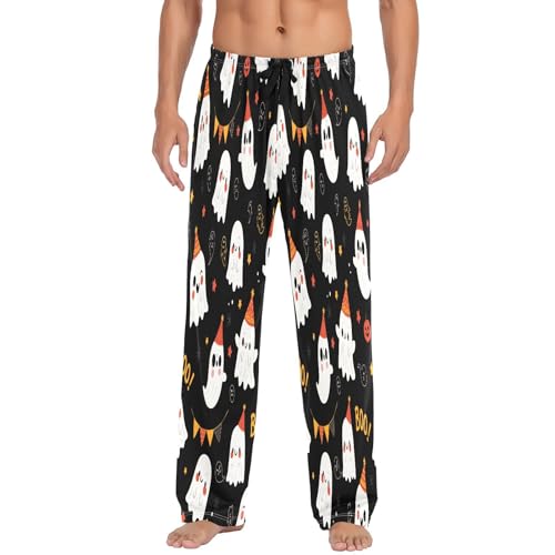 Qilmy Halloween Ghost Men's Cotton Pajama Pants, Lightweight Lounge Sleepwear with Drawstring and Pocket2