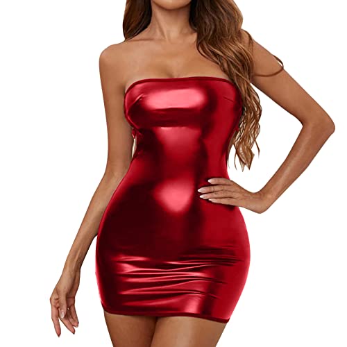 Damen Latex Dessous Für Sex Leder Outfit Sissy Kleidung Crossdresser Sexy Frauen Kleid Knielang Kinky-Outfit & Unterwäsche Jumpsuit Body Mini Kurz...