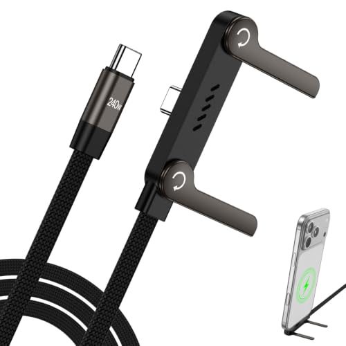 Cable de carga invisible de 240 W de carga rápida USB C a USB C, cable de carga trenzado para Samsung Galaxy A17/A37/A16/A15/S26 Ultra/S25/S24/S23/S22/S21/5FT cable de carga plano con soporte de