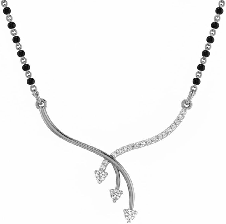DISHIS 18K/14K White Gold Diamond Tanmaniya Mangalsutra Pendant for Women | Natural Diamond | SI-HI Clarity & Color | BIS Hallmarked | IGLI Certificate | Jewellery | Fine Gold Jewellery | Gift for Wife & Women