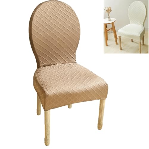 Dining Room Chair Slipcovers - Round Back Covers, Set of 1/2/4/6 Protectors (Khaki,1pcs)