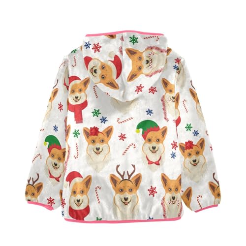 OTVEE Christmas Dogs Animals Pattern Kids Hoodie Jacket Fall Spring Full Zip Warm Outwear Coat2