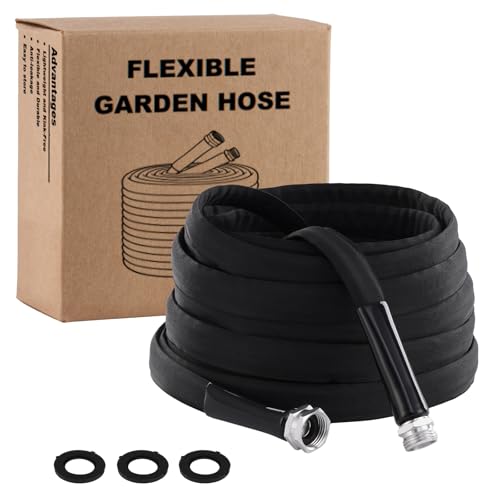 Garden Hose 100ft Non-Expandable,Lightweight,Premium Flexible, Kink-Resistant Design, Extra Durable & Leakproof with Solid Fittings, Easy Coil Storage for Car,Lawn,Pet&Outdoor Using (100FT)