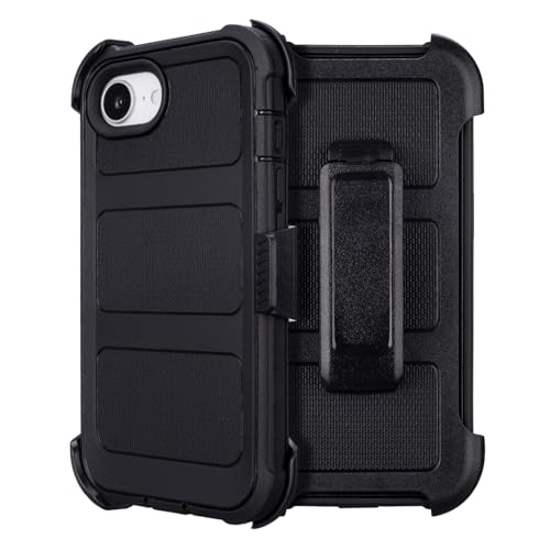for Defender iPhone 16e Case with Belt Clip Holster for 16e Phone Case with Kickstand for Heavy Duty iPhone16e PhoneCase Rugged 2 Layers of Sturdy Anti-Drop for iPhone 16 e Cases Protective(Black)